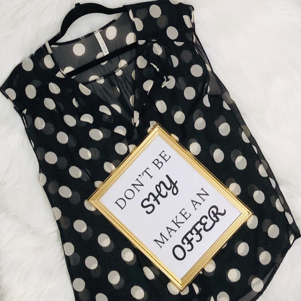 A+ ELLEN | BLACK/WHITE SHEER POLKA DOT BLOUSE